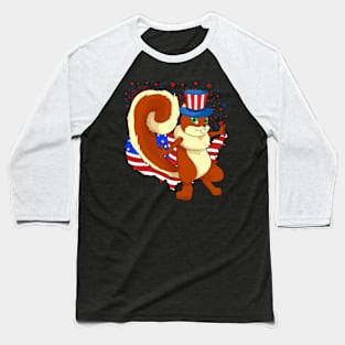 Patriotic American Squirrel Animal Lover USA 4th Of July Baseball T-Shirt